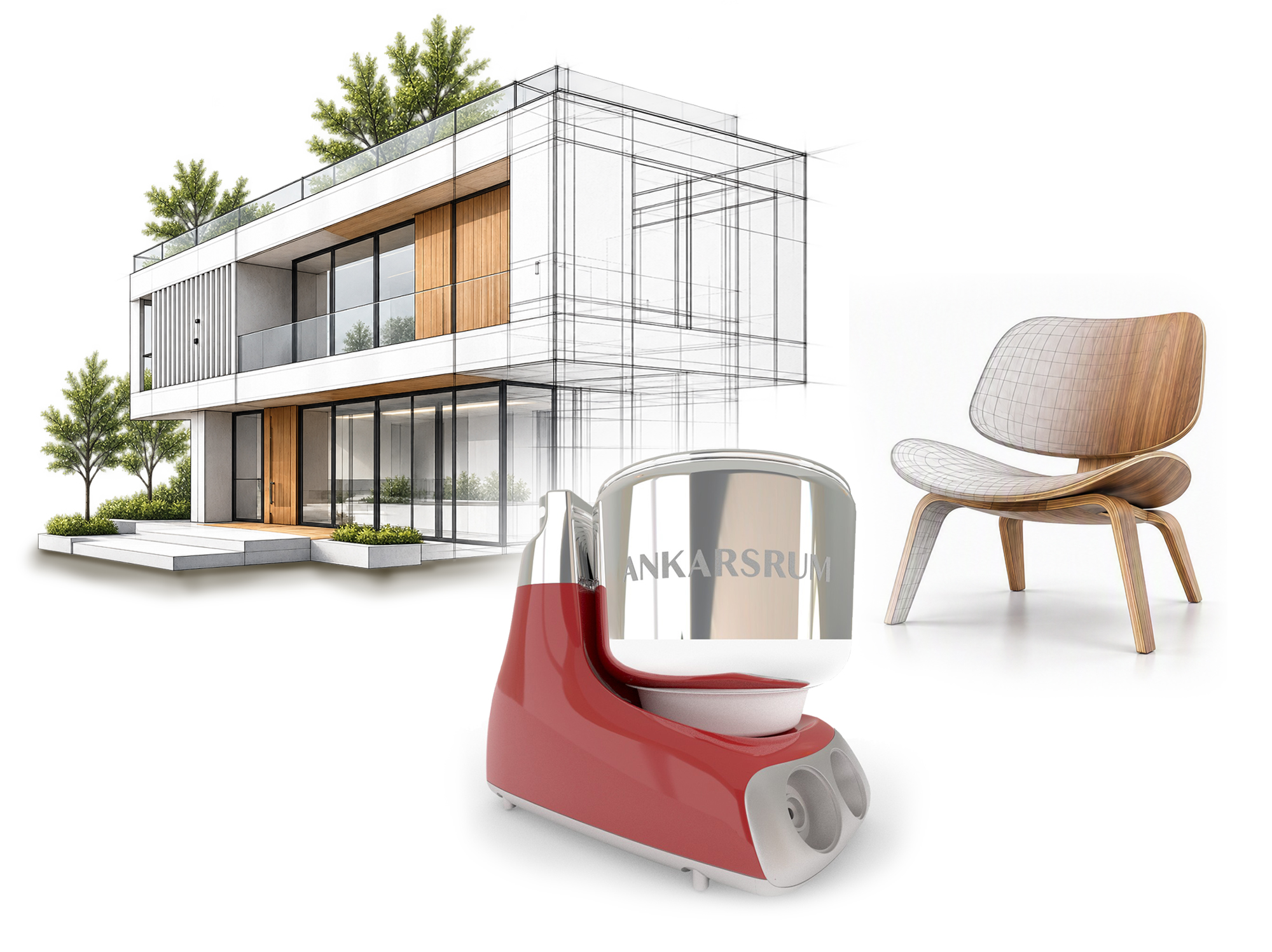 Arkitektur, möbeldesign och produktdesign i Rhino