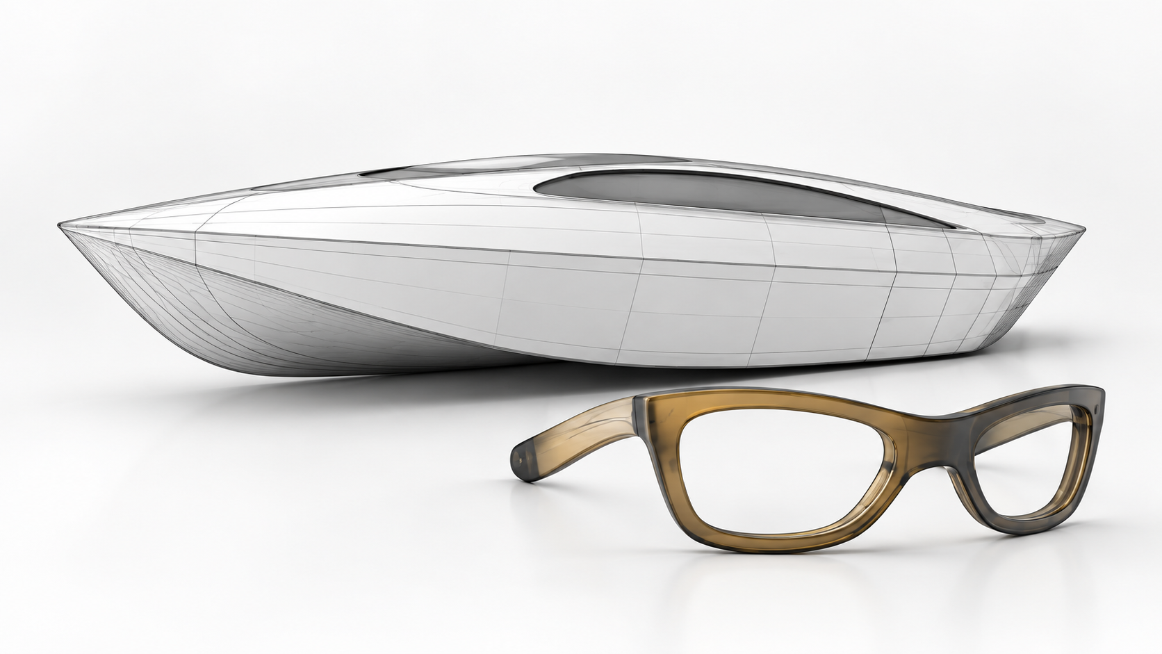 Boat hull and eyewear frame with CAD isocurves